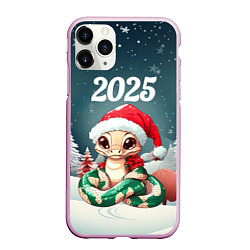 Чехол iPhone 11 Pro матовый Новогодняя змейка 2025, цвет: 3D-розовый