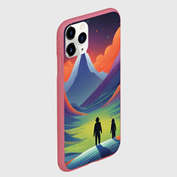 Чехол iPhone 11 Pro матовый Фантастический красочный пейзаж, цвет: 3D-малиновый — фото 2