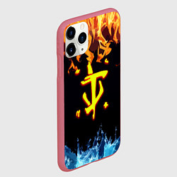 Чехол iPhone 11 Pro матовый Doom огонь и вода лого, цвет: 3D-малиновый — фото 2