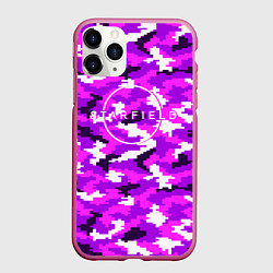Чехол iPhone 11 Pro матовый Starfield неоновый камуфляж, цвет: 3D-малиновый