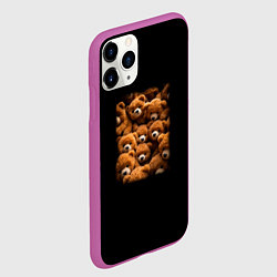 Чехол iPhone 11 Pro матовый Куча меховых игрушечных медведей, цвет: 3D-фиолетовый — фото 2