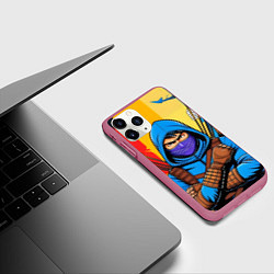 Чехол iPhone 11 Pro матовый Самурай комикс, цвет: 3D-малиновый — фото 2
