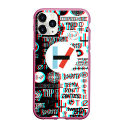 Чехол iPhone 11 Pro матовый Twenty one pilots glitch pattern, цвет: 3D-малиновый