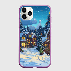 Чехол iPhone 11 Pro матовый Город перед новым годом, цвет: 3D-фиолетовый