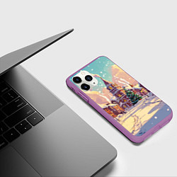 Чехол iPhone 11 Pro матовый Пустой новогодний городок, цвет: 3D-фиолетовый — фото 2