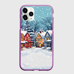 Чехол iPhone 11 Pro матовый Пустой зимний дворик, цвет: 3D-фиолетовый