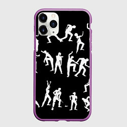 Чехол iPhone 11 Pro матовый Silhouettes of moving people, цвет: 3D-фиолетовый