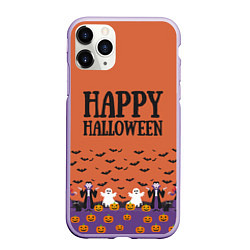 Чехол iPhone 11 Pro матовый Happy Halloween pattern, цвет: 3D-светло-сиреневый