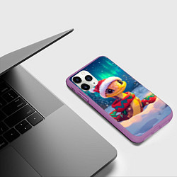 Чехол iPhone 11 Pro матовый Новогодняя змейка в шарфе, цвет: 3D-фиолетовый — фото 2