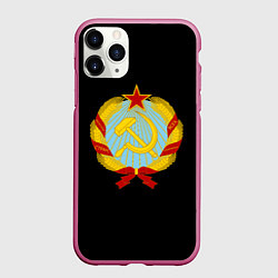 Чехол iPhone 11 Pro матовый Советский союз лого, цвет: 3D-малиновый