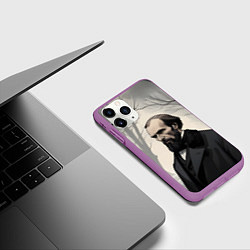 Чехол iPhone 11 Pro матовый Достоевский зимняя аллея, цвет: 3D-фиолетовый — фото 2
