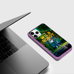 Чехол iPhone 11 Pro матовый Дикий робот в лесу, цвет: 3D-фиолетовый — фото 2
