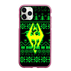 Чехол iPhone 11 Pro матовый The Elder Scrolls кислотное лого зима, цвет: 3D-малиновый