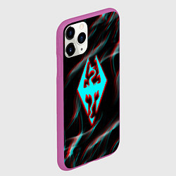 Чехол iPhone 11 Pro матовый Skyrim flame glitch, цвет: 3D-фиолетовый — фото 2