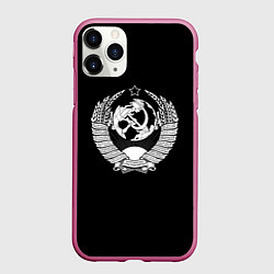 Чехол iPhone 11 Pro матовый Лого ссср чернобелое, цвет: 3D-малиновый