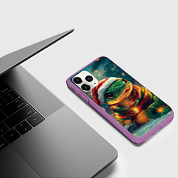 Чехол iPhone 11 Pro матовый Новогодняя большая змея, цвет: 3D-фиолетовый — фото 2