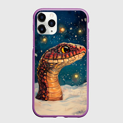 Чехол iPhone 11 Pro матовый Змея выползает наружу из сугроба, цвет: 3D-фиолетовый