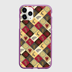 Чехол iPhone 11 Pro матовый Лого домов Игра престолов паттерн, цвет: 3D-фиолетовый