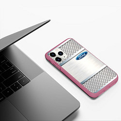 Чехол iPhone 11 Pro матовый FORD metal steel auto, цвет: 3D-малиновый — фото 2