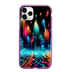 Чехол iPhone 11 Pro матовый Neon fantastic metropolis - vaporwave, цвет: 3D-фиолетовый