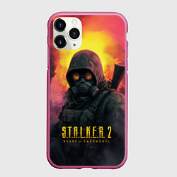 Чехол iPhone 11 Pro матовый Stalker 2 радиоактивный дым, цвет: 3D-малиновый