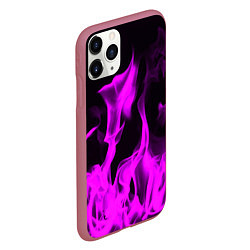 Чехол iPhone 11 Pro матовый Неоновый огонь в дыму, цвет: 3D-малиновый — фото 2