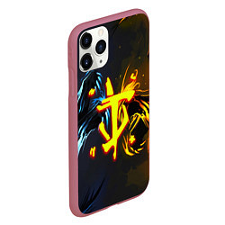 Чехол iPhone 11 Pro матовый Doom logo monster, цвет: 3D-малиновый — фото 2