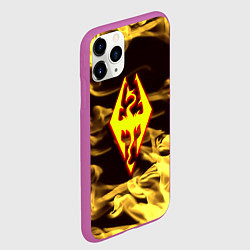 Чехол iPhone 11 Pro матовый Скайрим лого в огне, цвет: 3D-фиолетовый — фото 2