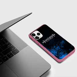 Чехол iPhone 11 Pro матовый Horizon: Zero Dawn синие брызги красок, цвет: 3D-малиновый — фото 2