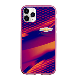 Чехол iPhone 11 Pro матовый Chevrolet текстура, цвет: 3D-малиновый