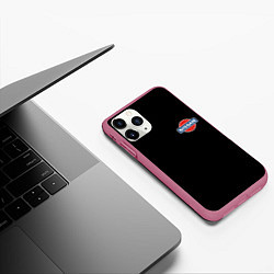 Чехол iPhone 11 Pro матовый Nissan logo steel, цвет: 3D-малиновый — фото 2