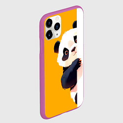 Чехол iPhone 11 Pro матовый Медведь панда выглядывает из-за угла, цвет: 3D-фиолетовый — фото 2
