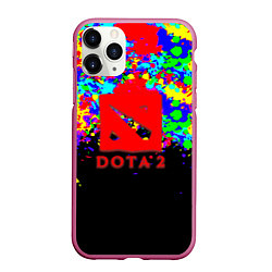 Чехол iPhone 11 Pro матовый Dota абстрактные краски, цвет: 3D-малиновый