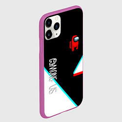Чехол iPhone 11 Pro матовый Among us geometry steel glitch, цвет: 3D-фиолетовый — фото 2