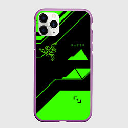 Чехол iPhone 11 Pro матовый Razer geometry game, цвет: 3D-фиолетовый