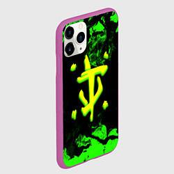 Чехол iPhone 11 Pro матовый Doom кислотное лого в огне, цвет: 3D-фиолетовый — фото 2