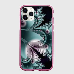 Чехол iPhone 11 Pro матовый Фракталы узорный стиль, цвет: 3D-малиновый