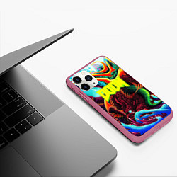 Чехол iPhone 11 Pro матовый Doom monster mars, цвет: 3D-малиновый — фото 2