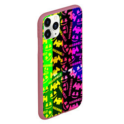 Чехол iPhone 11 Pro матовый Marshmello pattern neon steel, цвет: 3D-малиновый — фото 2