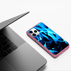 Чехол iPhone 11 Pro матовый Синий огонь текстура, цвет: 3D-малиновый — фото 2