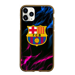 Чехол iPhone 11 Pro матовый Barcelona neon flame, цвет: 3D-коричневый