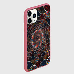 Чехол iPhone 11 Pro матовый Оптические волны абстракция, цвет: 3D-малиновый — фото 2