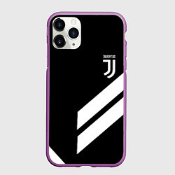 Чехол iPhone 11 Pro матовый Juventus line white, цвет: 3D-фиолетовый