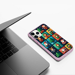 Чехол iPhone 11 Pro матовый Minecraft с новогодний паттерн, цвет: 3D-розовый — фото 2