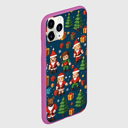 Чехол iPhone 11 Pro матовый Mintrcraft pattern новый год, цвет: 3D-фиолетовый — фото 2