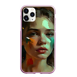 Чехол iPhone 11 Pro матовый Портрет девушки искусство, цвет: 3D-розовый