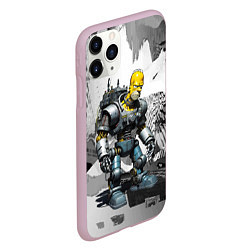 Чехол iPhone 11 Pro матовый Homer Simpson cool cyborg - ai art fantasy, цвет: 3D-розовый — фото 2