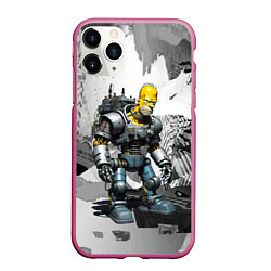 Чехол iPhone 11 Pro матовый Homer Simpson cool cyborg - ai art fantasy, цвет: 3D-малиновый