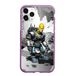 Чехол iPhone 11 Pro матовый Homer Simpson cool cyborg - ai art fantasy, цвет: 3D-фиолетовый