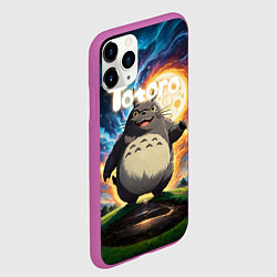 Чехол iPhone 11 Pro матовый Тоторо на фоне огненной луны, цвет: 3D-фиолетовый — фото 2